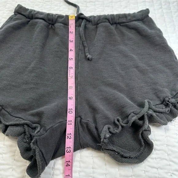 Chaser Black Women’s Soft Cozy High Waist Ruffle Hem Drawstring Shorts - Picture 5 of 13